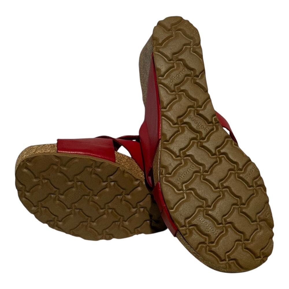 Yokono Red Genuine Leather Crisscross Slide Sandals Women's Size 6.5 Spain - Picture 7 of 7